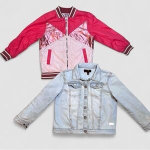 7 For All Mankind Denim Jacket + OshKosh Pink Bomber Girls 4T Jacket Bundle